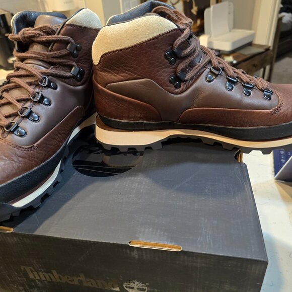 TIMBERLAND Euro Hiker Dark Brown / Black Mid GORE-TEX Waterproof Boot MENS 12 - Picture 3 of 15